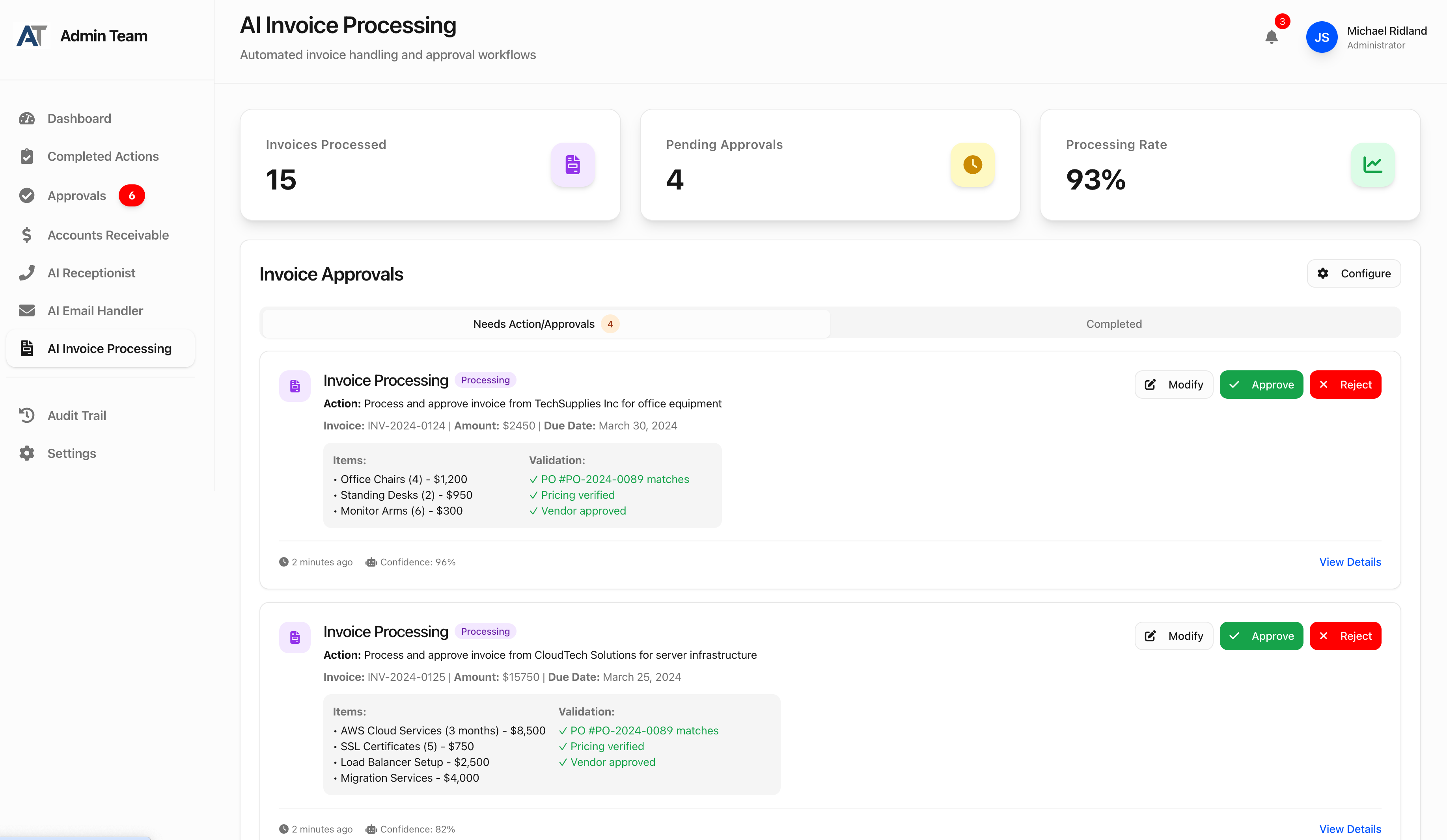 AI Invoice Processing generating invoices and managing expenses